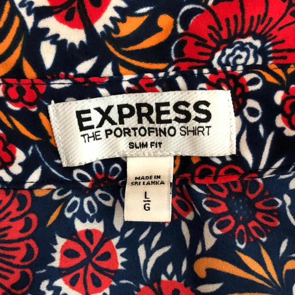 Express size large portofino slim fit Floral Button-Up Top - Picture 3 of 3